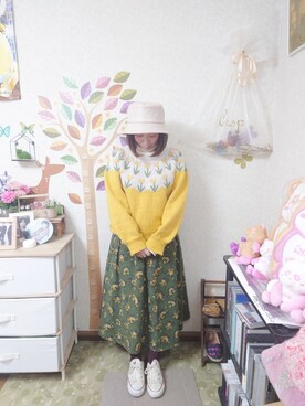 「RAGEBLUE（レイジブルー）のアイテム（帽子）」を使った、ユーリさん（レディース・152cm）の冬コーディネート