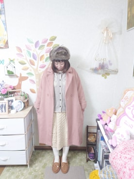 「Crisp（クリスプ）のアイテム（チェスターコート）」を使った、ユーリさん（レディース・152cm）の冬コーディネート