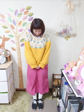 「MERLOT（メルロー）のアイテム（ニット/セーター）」を使った、ユーリさん（レディース・152cm）の冬コーディネート