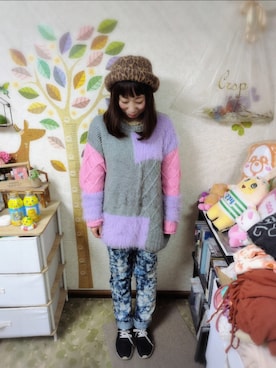 「アイテム（ハット）」を使った、ユーリさん（レディース・152cm）の秋コーディネート