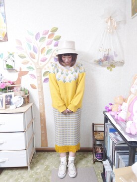 「RAGEBLUE（レイジブルー）のアイテム（帽子）」を使った、ユーリさん（レディース・152cm）の秋コーディネート