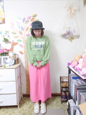 「RETRO GIRL（レトロガール）のアイテム（スウェット）」を使った、ユーリさん（レディース・152cm）の夏コーディネート