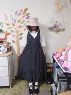 「RAGEBLUE（レイジブルー）のアイテム（帽子）」を使った、ユーリさん（レディース・152cm）の夏コーディネート