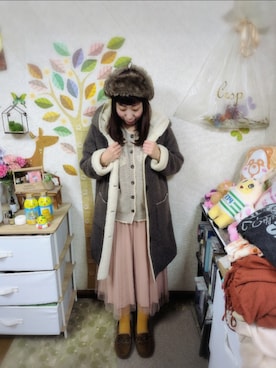 「アイテム（カーディガン/ボレロ）」を使った、ユーリさん（レディース・152cm）の冬コーディネート