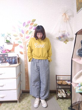 「POU DOU DOU（プードゥドゥ）のアイテム（スウェット）」を使った、ユーリさん（レディース・152cm）の春コーディネート