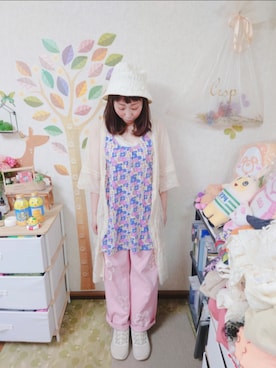 「PUMA（プーマ）のPUMA プーマ W SOFTRIDE REMI STARDUST SOFTRIDE REMI スターダスト 379831 ABC-MART限定 *02GRANOLA（スニーカー）」を使った、ユーリさん（レディース・152cm）の夏コーディネート