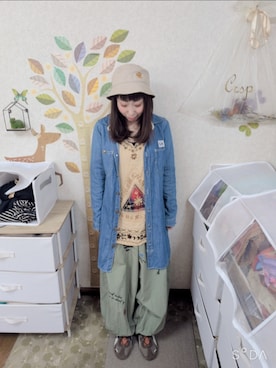 「Lee（リー）のアイテム（夾克／外套、ブルー系）」を使った、ユーリさん（レディース・152cm）の春コーディネート