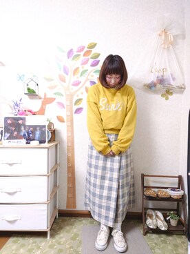 「POU DOU DOU（プードゥドゥ）のアイテム（スウェット）」を使った、ユーリさん（レディース・152cm）の春コーディネート