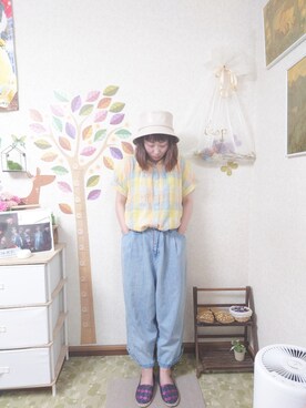 「RAGEBLUE（レイジブルー）のアイテム（帽子）」を使った、ユーリさん（レディース・152cm）の夏コーディネート