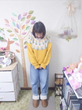 「MERLOT（メルロー）のアイテム（ニット/セーター）」を使った、ユーリさん（レディース・152cm）の秋コーディネート