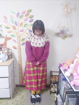 「MERLOT（メルロー）のアイテム（ニット/セーター）」を使った、ユーリさん（レディース・152cm）の秋コーディネート