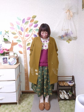 「POU DOU DOU（プードゥドゥ）のアイテム（チェスターコート）」を使った、ユーリさん（レディース・152cm）の冬コーディネート