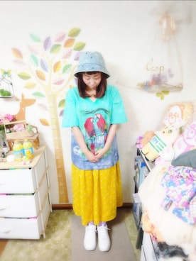 「MERLOT（メルロー）のアイテム（スカート）」を使った、ユーリさん（レディース・152cm）の夏コーディネート