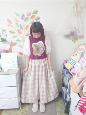 「PUMA（プーマ）のPUMA プーマ W SOFTRIDE REMI STARDUST SOFTRIDE REMI スターダスト 379831 ABC-MART限定 *02GRANOLA（スニーカー）」を使った、ユーリさん（レディース・152cm）の夏コーディネート