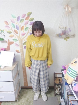 「POU DOU DOU（プードゥドゥ）のアイテム（スウェット）」を使った、ユーリさん（レディース・152cm）の春コーディネート