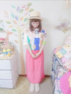 「MERLOT（メルロー）のアイテム（スカート）」を使った、ユーリさん（レディース・152cm）の夏コーディネート