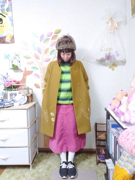 「POU DOU DOU（プードゥドゥ）のアイテム（ジャケット/アウター）」を使った、ユーリさん（レディース・152cm）の冬コーディネート