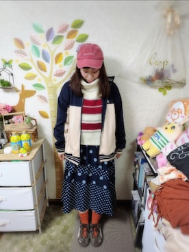 「アイテム（ジャージ）」を使った、ユーリさん（レディース・152cm）の秋コーディネート