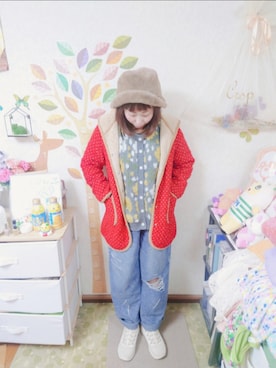 「アイテム（ハット、ブラウン系）」を使った、ユーリさん（レディース・152cm）の春コーディネート