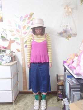 「RAGEBLUE（レイジブルー）のアイテム（帽子）」を使った、ユーリさん（レディース・152cm）の春コーディネート