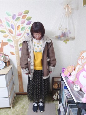 「MERLOT（メルロー）のアイテム（ニット/セーター）」を使った、ユーリさん（レディース・152cm）の冬コーディネート