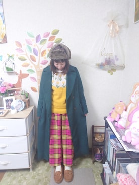 「MERLOT（メルロー）のチューリップニット（ニット/セーター）」を使った、ユーリさん（レディース・152cm）の冬コーディネート