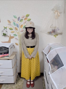 「select MOCA（セレクトモカ）の2023 SS クリンクルシアーカットソー（T恤、ベージュ系）」を使った、ユーリさん（レディース・152cm）の春コーディネート