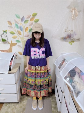 「古着のアイテム（スカート、その他）」を使った、ユーリさん（レディース・152cm）の夏コーディネート