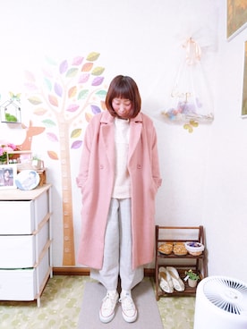 「Crisp（クリスプ）のアイテム（チェスターコート）」を使った、ユーリさん（レディース・152cm）の冬コーディネート