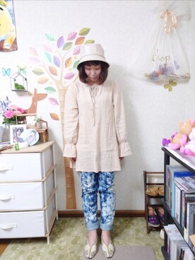 「RAGEBLUE（レイジブルー）のアイテム（帽子）」を使った、ユーリさん（レディース・152cm）の春コーディネート