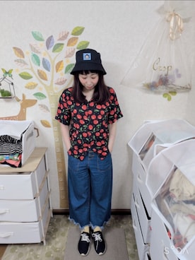 「NBのアイテム（スニーカー、ブラック系）」を使った、ユーリさん（レディース・152cm）の夏コーディネート
