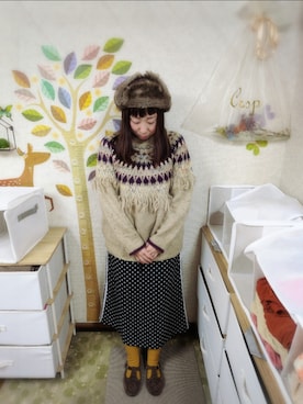 「CUBE SUGAR（キューブシュガー）のアイテム」を使った、ユーリさん（レディース・152cm）の冬コーディネート