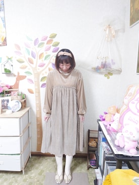 「POU DOU DOU（プードゥドゥ）のアイテム（ワンピース/ドレス）」を使った、ユーリさん（レディース・152cm）の秋コーディネート