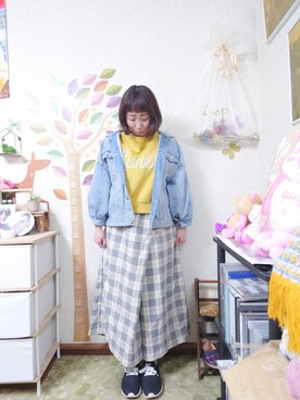「POU DOU DOU（プードゥドゥ）のアイテム（スウェット）」を使った、ユーリさん（レディース・152cm）の春コーディネート