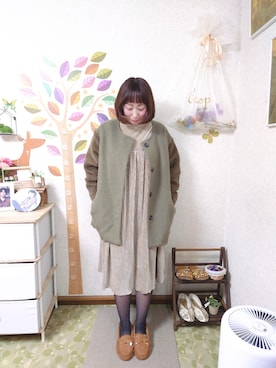 「POU DOU DOU（プードゥドゥ）のアイテム（ワンピース/ドレス）」を使った、ユーリさん（レディース・152cm）の冬コーディネート