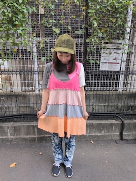 「アイテム（キャミソール）」を使った、ユーリさん（レディース・152cm）の秋コーディネート