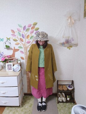 「POU DOU DOU（プードゥドゥ）のアイテム（チェスターコート）」を使った、ユーリさん（レディース・152cm）の冬コーディネート