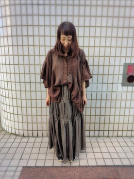 「アイテム（スカート、シルバー系）」を使った、ユーリさん（レディース・152cm）の秋コーディネート