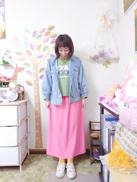 「RETRO GIRL（レトロガール）のアイテム（スウェット）」を使った、ユーリさん（レディース・152cm）の春コーディネート