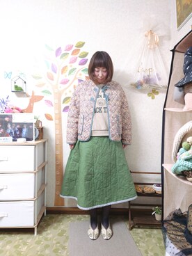 「niko and...（ニコアンド）のアイテム（ノーカラージャケット）」を使った、ユーリさん（レディース・152cm）の春コーディネート