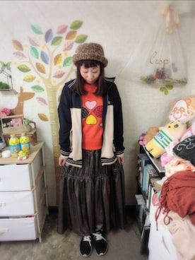 「アイテム（ジャージ）」を使った、ユーリさん（レディース・152cm）の秋コーディネート