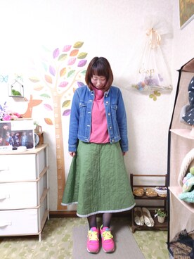 「POU DOU DOU（プードゥドゥ）のアイテム（スウェット）」を使った、ユーリさん（レディース・152cm）の春コーディネート