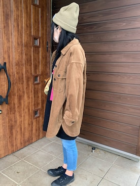 「ZOZO（ゾゾ）のスキニーデニムパンツ［WOMEN］（デニムパンツ）」を使った、のりたさん（レディース・154cm）の秋コーディネート