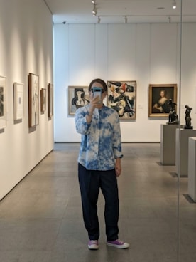 「UNIQLO（ユニクロ）のアイテム（スラックス、ブルー系）」を使った、sara923さん（レディース・173cm）の秋コーディネート