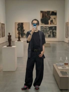 「UNIQLO（ユニクロ）のアイテム（Tシャツ/カットソー、ブラック系）」を使った、sara923さん（レディース・173cm）の秋コーディネート