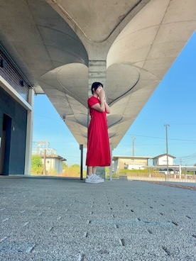「niko and...（ニコアンド）のアイテム（ワンピース、レッド系）」を使った、しおりすさん（レディース・163cm）の夏コーディネート