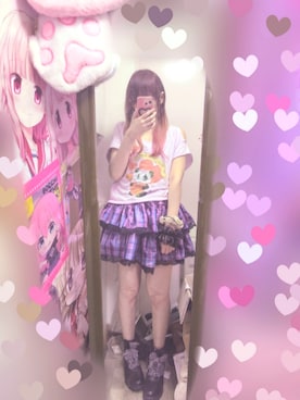「メルカリのアイテム（スカート、パープル系）」を使った、りりり0625さん（レディース・163cm）の夏コーディネート