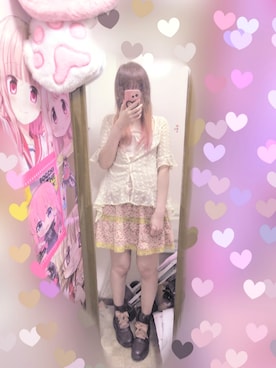 「メルカリのアイテム（カーディガン/ボレロ、ホワイト系）」を使った、りりり0625さん（レディース・163cm）の夏コーディネート