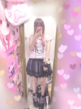 「メルカリのアイテム（Tシャツ/カットソー、ベージュ系）」を使った、りりり0625さん（レディース・163cm）の夏コーディネート