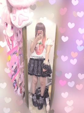 「LISTEN FLAVOR（リッスンフレーバー）のアイテム（Tシャツ/カットソー、ホワイト系）」を使った、りりり0625さん（レディース・163cm）の夏コーディネート